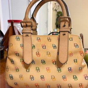 Dooney & Bourke Beige Satchel with Multicolor Logo